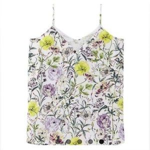 Promod floral camisole with lace detail. Size EUR36